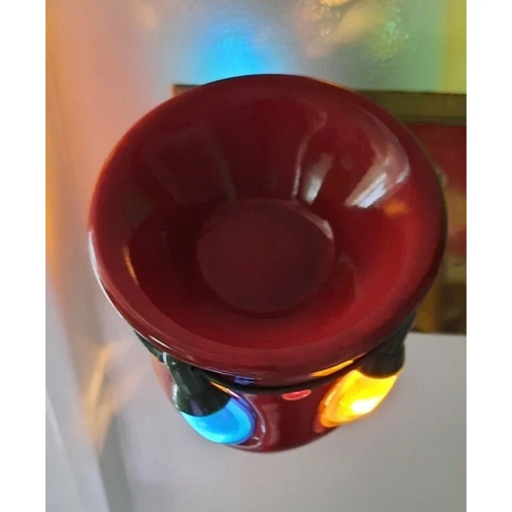 Scentsy Holiday Lights Plug-In Wax Warmer Red Christmas & Purple Floral Sleeve